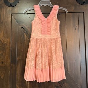 GB Girls Pleated Lace Peach Dress Size 7